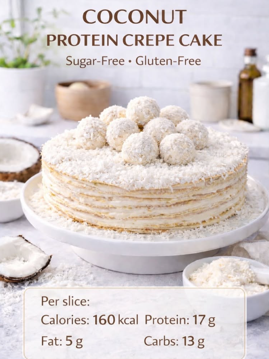 Coconut Protein Crepe Cake