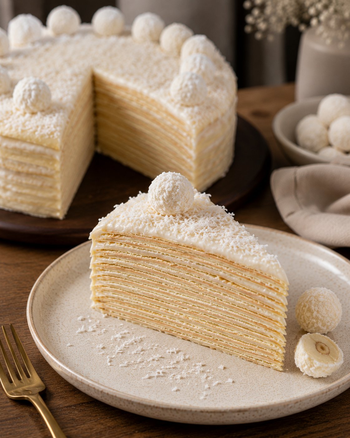 Coconut Cloud Protein Crepe Cake