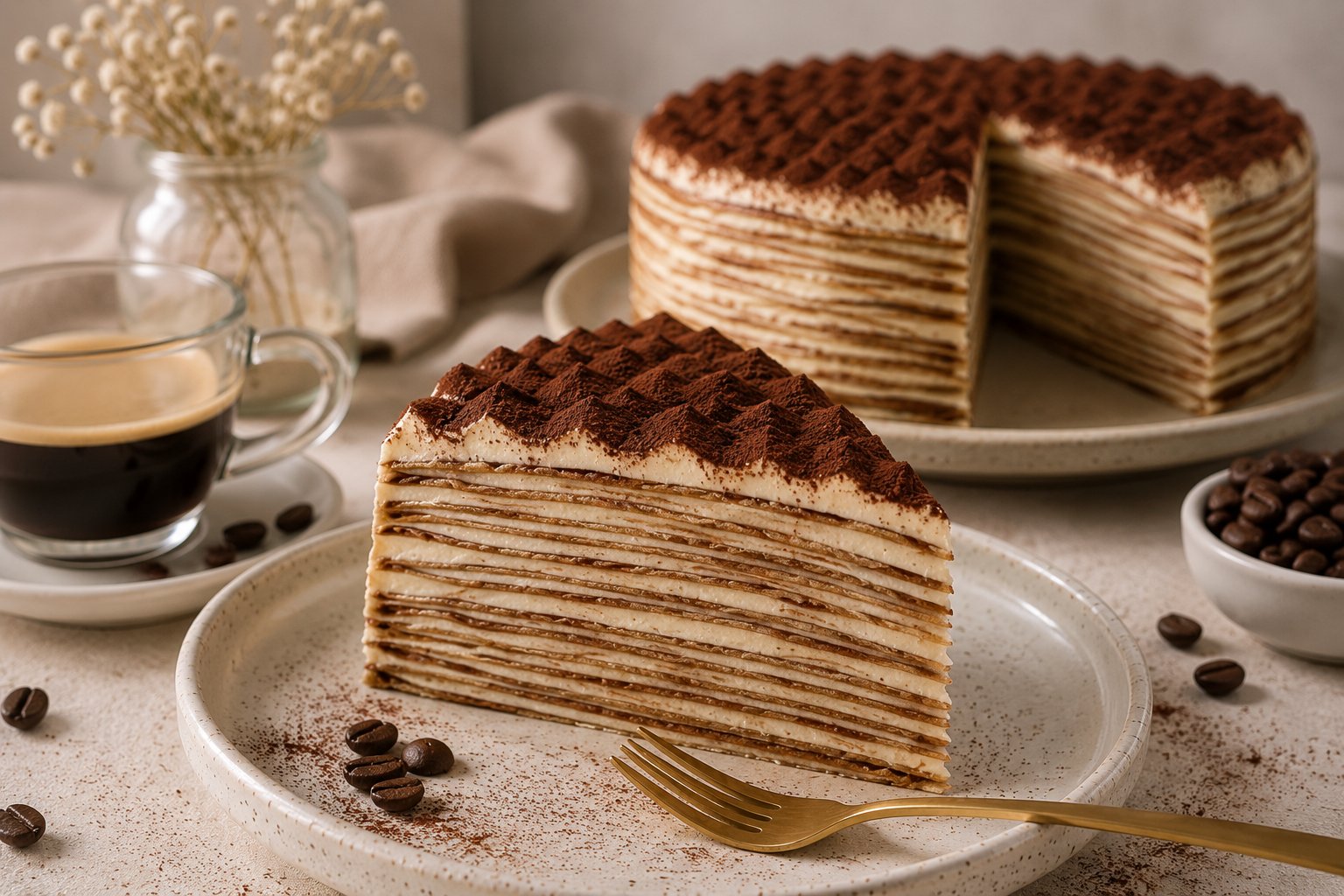 Tiramisu Protein Crepe Cake